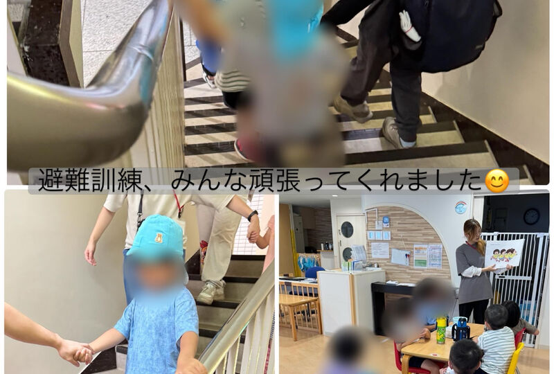 画像6038：先日、火災を想定した避難訓練を午睡終盤に行いました